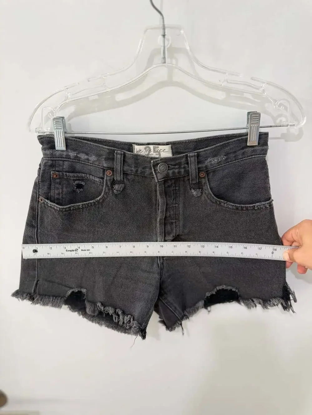 We The Free Free People Black Distressed Denim Cut-Off Shorts Size 25